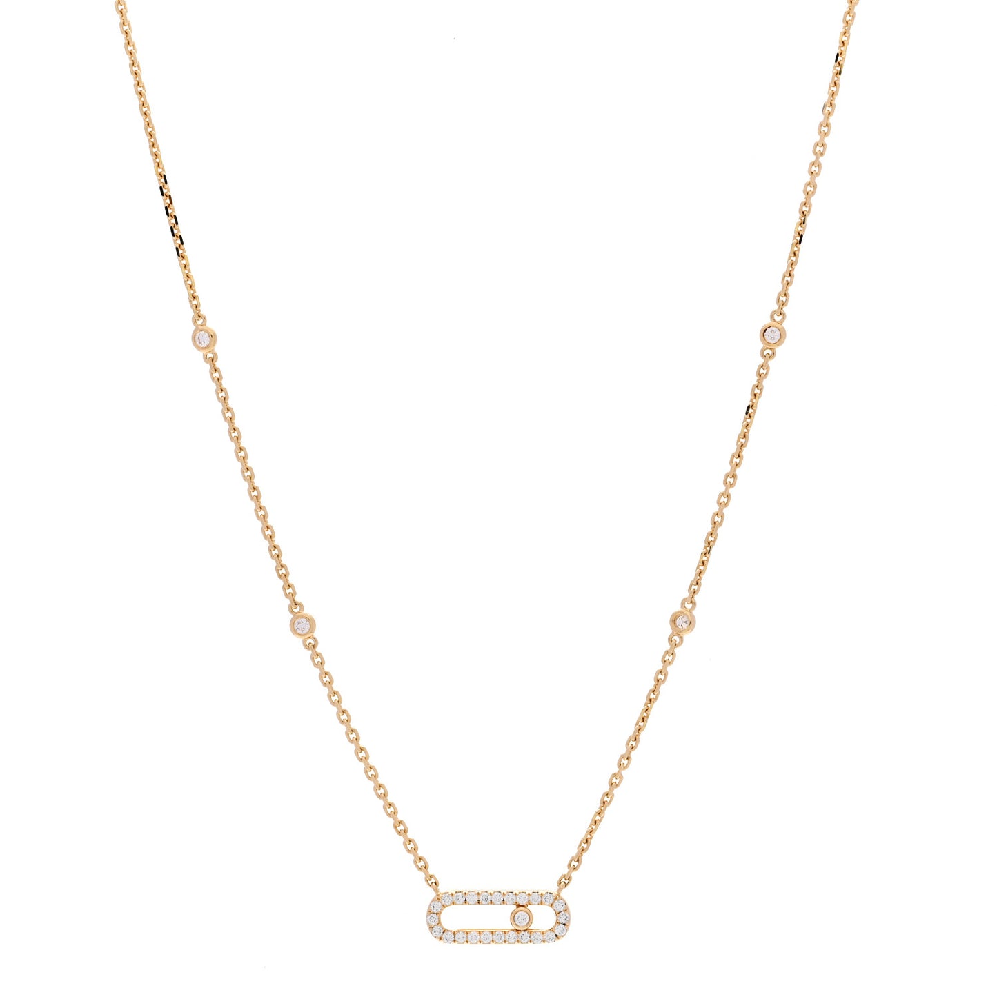 18K Yellow Gold Diamond Move Uno Pave Necklace