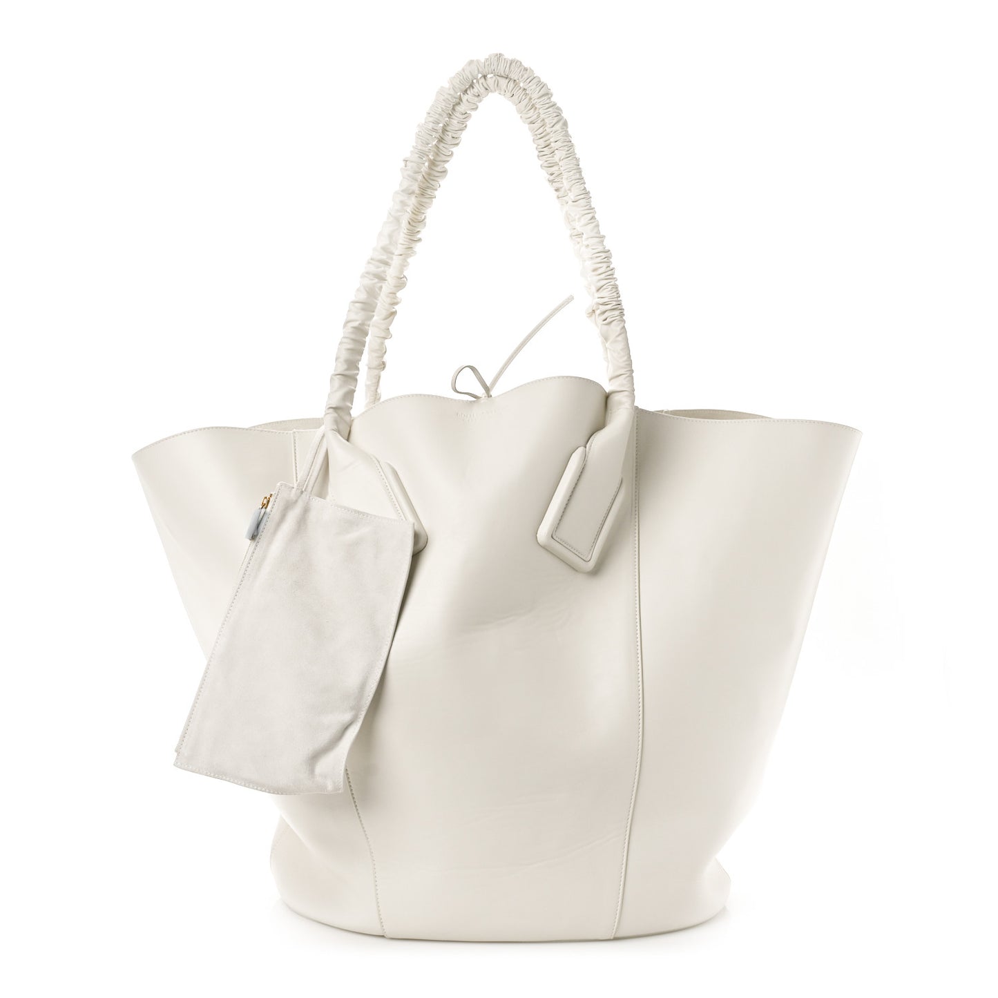 French Calfskin Large Basket Tote White