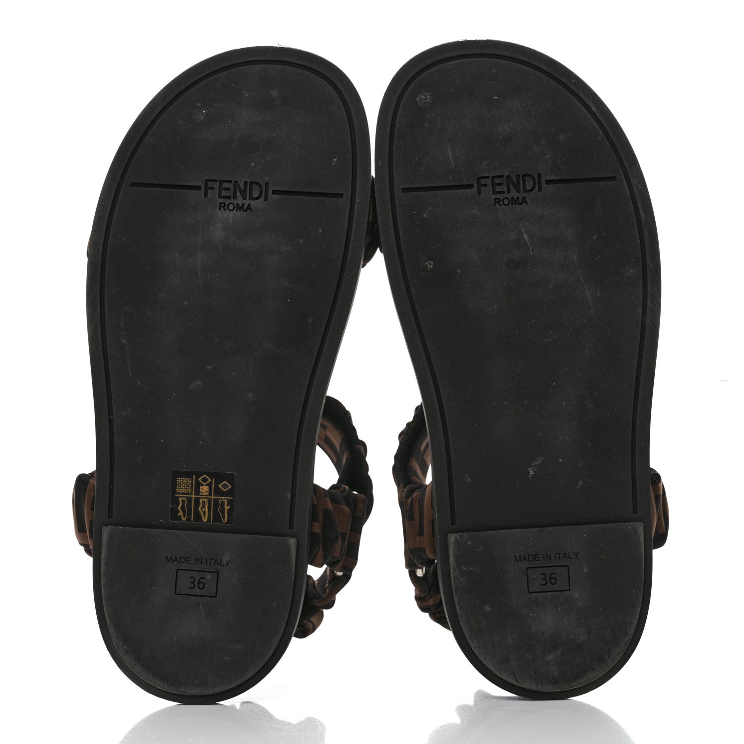 Fendi Satin FF Ruched Sandals 36 Tobacco Black 5 of 9
