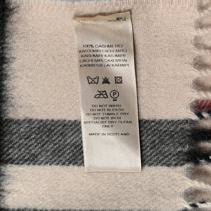 Burberry Cashmere Giant Check Fringe Scarf Stone 4 of 4