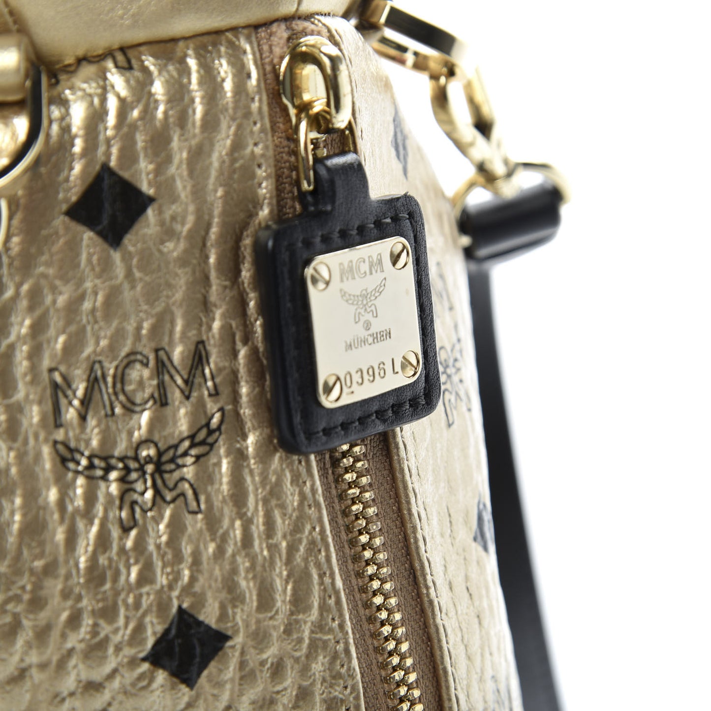 Calfskin Visetos Bear Zoo Doll Backpack Gold