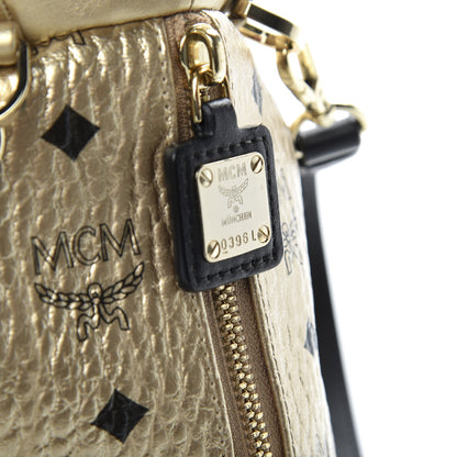 MCM Calfskin Visetos Bear Zoo Doll Backpack Gold 6 of 9