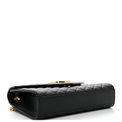 Saint Laurent Grain De Poudre Textured Mixed Matelasse Triquilt Medium Monogram Satchel Black 4 of 9