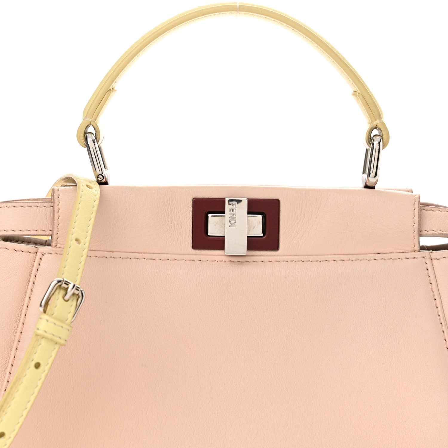 Fendi Nappa Colorblock Mini Peekaboo Iconic Satchel Plaster Banana Grigio Polvere 8 of 16