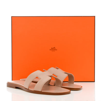 Hermes Box Calfskin Oran Sandals 35 Beige Nude 9 of 9