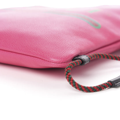Gucci Grained Calfskin Logo Drawstring Backpack Box Pink Green Black 9 of 10