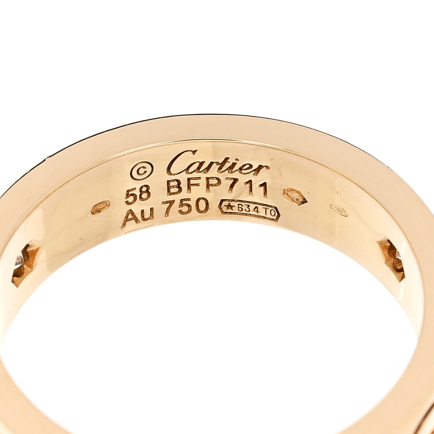 18K Yellow Gold 3 Diamond 5.5mm LOVE Ring 58 8.5