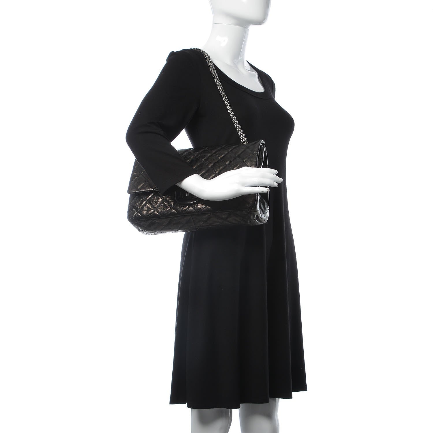 Chanel Glazed Aged Calfskin Quilted 2.55 Reissue 227 Flap Black 3 of 11