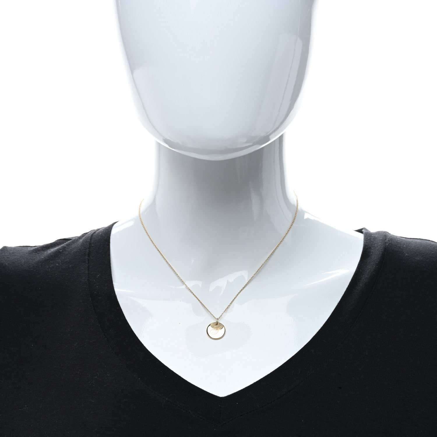 Tiffany 18K Yellow Gold Notes Letter S Disc Charm Pendant Necklace 3 of 5