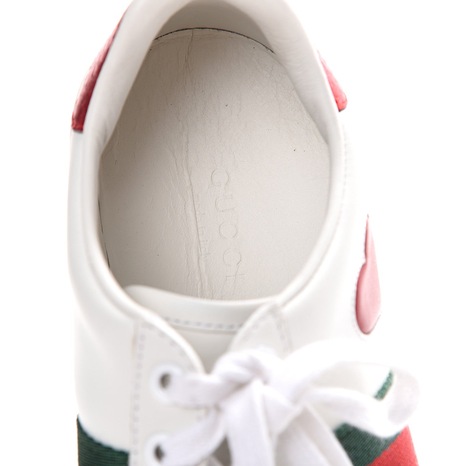 Gucci Calfskin Ayers Web Heart Embroidered Ace Sneakers 36 White 8 of 11