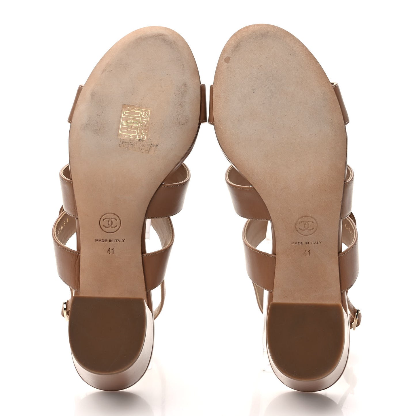 Calfskin CC Turnlock Sandals 41 Beige