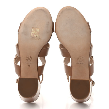 Chanel Calfskin CC Turnlock Sandals 41 Beige 6 of 8