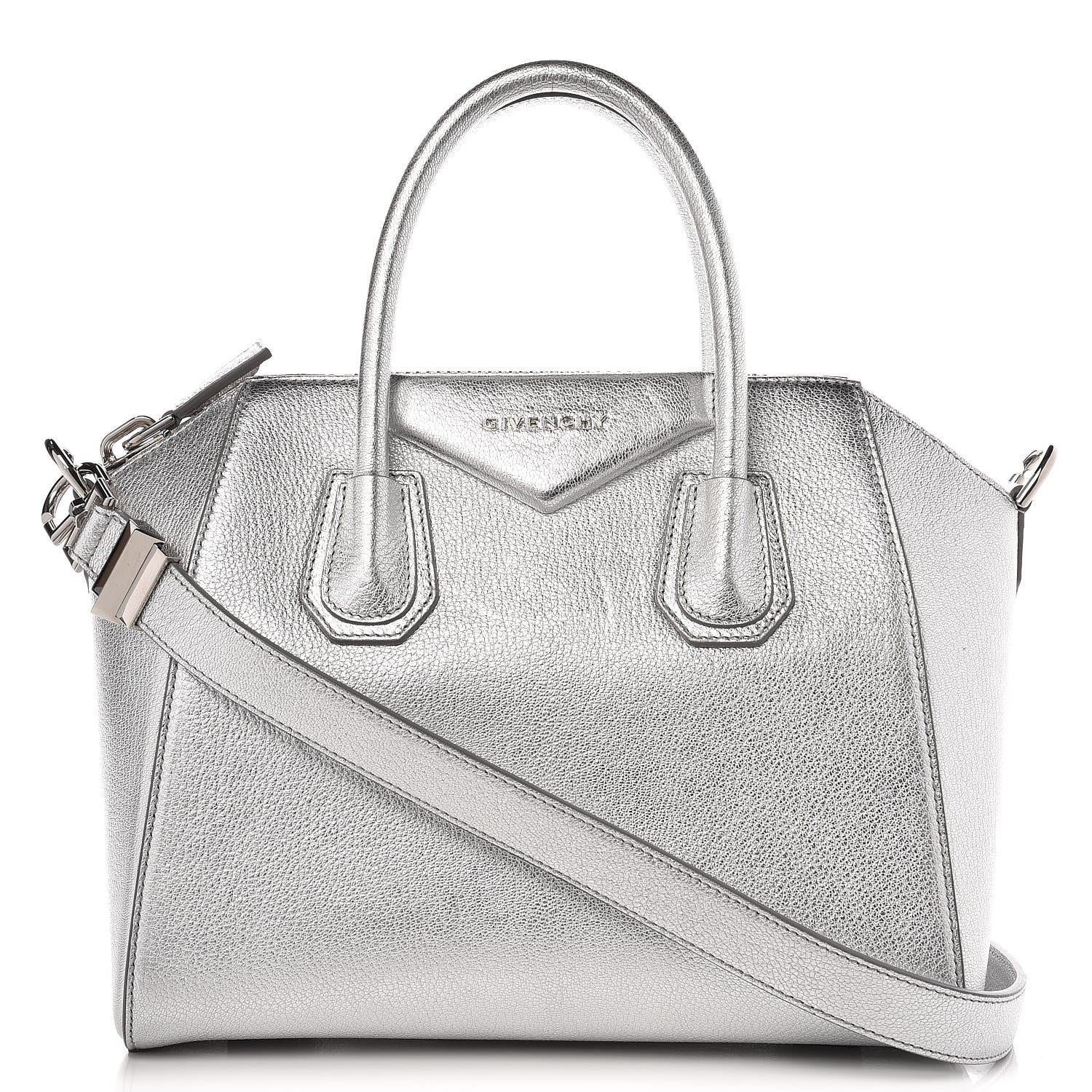 Givenchy Metallic Sugar Goatskin Small Antigona Silver 1 of 9