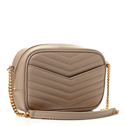 Saint Laurent Grain De Poudre Matelasse Monogram Mini Lou Camera Bag Dark Beige 4 of 10