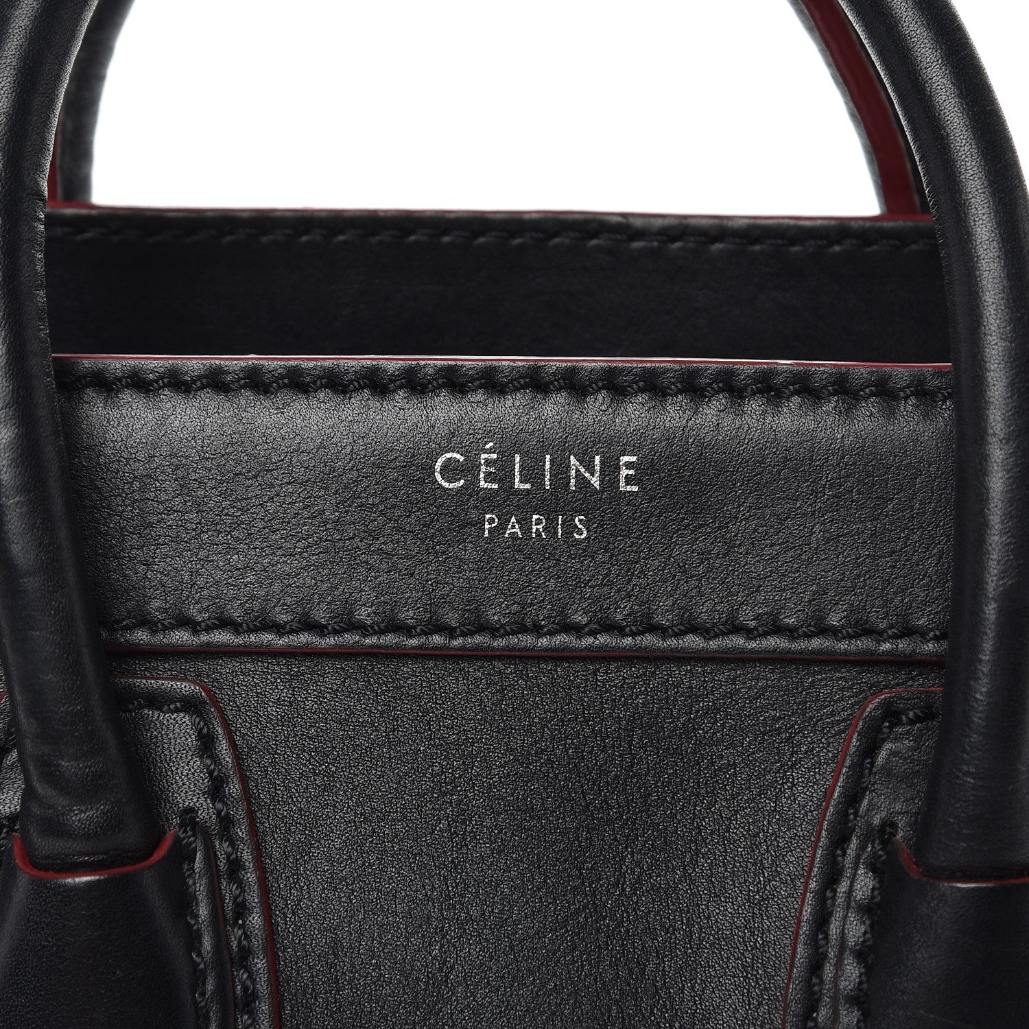 Celine Smooth Calfskin Nano Luggage Black Red 10 of 13