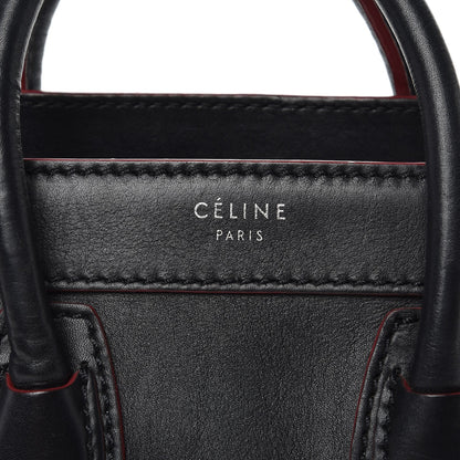 Celine Smooth Calfskin Nano Luggage Black Red 10 of 13