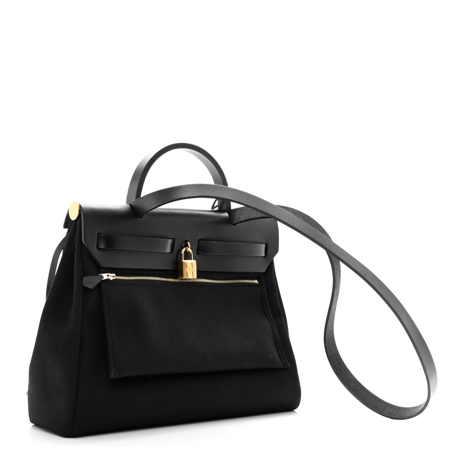 Hermes Military Toile Vache Hunter Herbag Zip Retourne 31 PM Black 3 of 10