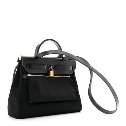 Hermes Military Toile Vache Hunter Herbag Zip Retourne 31 PM Black 3 of 10