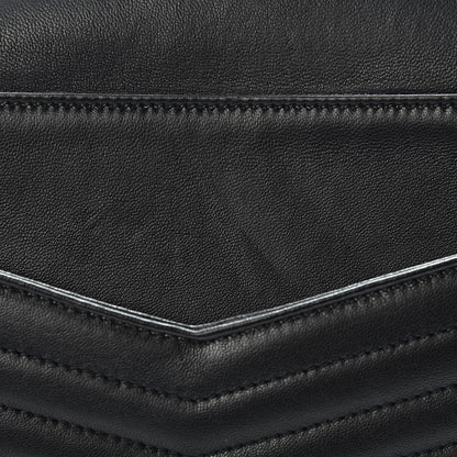 Saint Laurent Lambskin Matelasse Chevron Monogram Medium Sulpice Bag Black 8 of 18