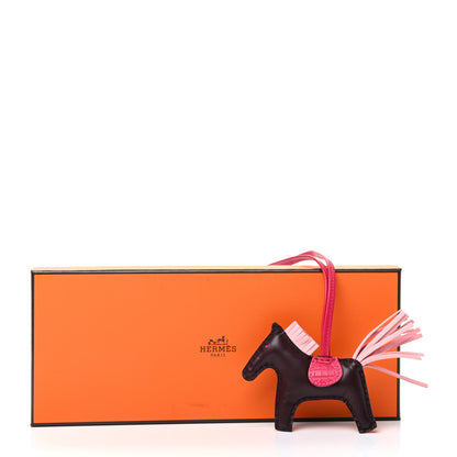 Hermes Milo Lambskin Matte Alligator Touch Grigri Rodeo Horse Bag Charm PM Rouge Sellier Framboise Rose Sakura 5 of 5