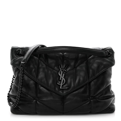 Saint Laurent Lambskin Quilted Monogram Monochrome Small Loulou Puffer Chain Satchel Black 1 of 10