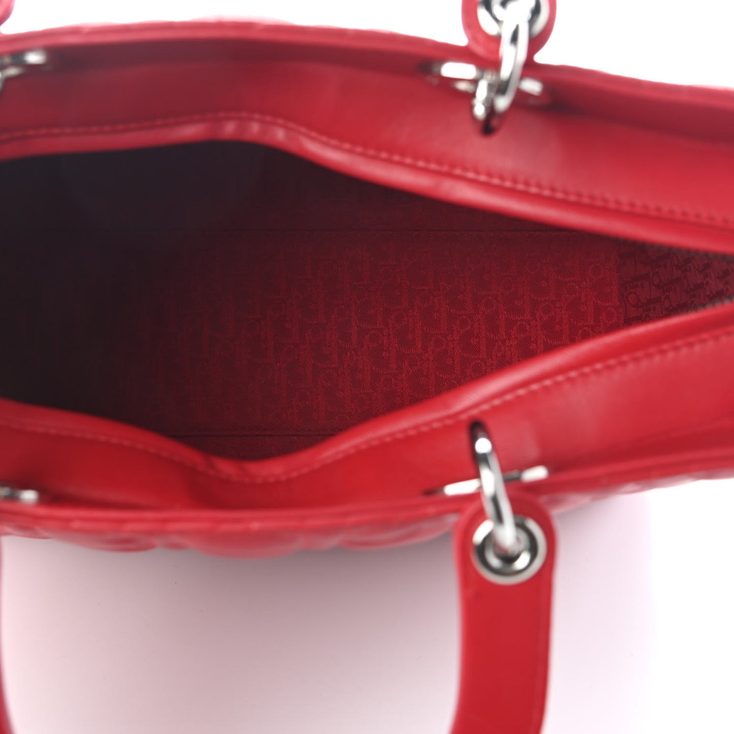 Lambskin Cannage Large Lady Dior Red