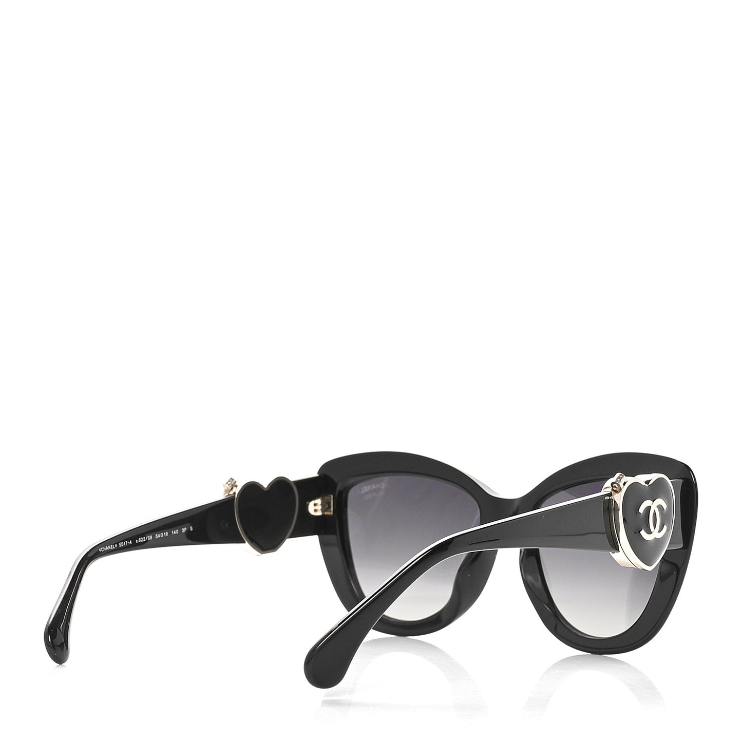 Acetate Enamel Heart Butterfly Sunglasses 5417-A Black