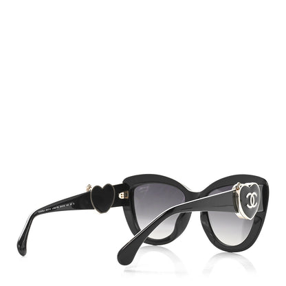 Chanel Acetate Enamel Heart Butterfly Sunglasses 5417-A Black 4 of 6