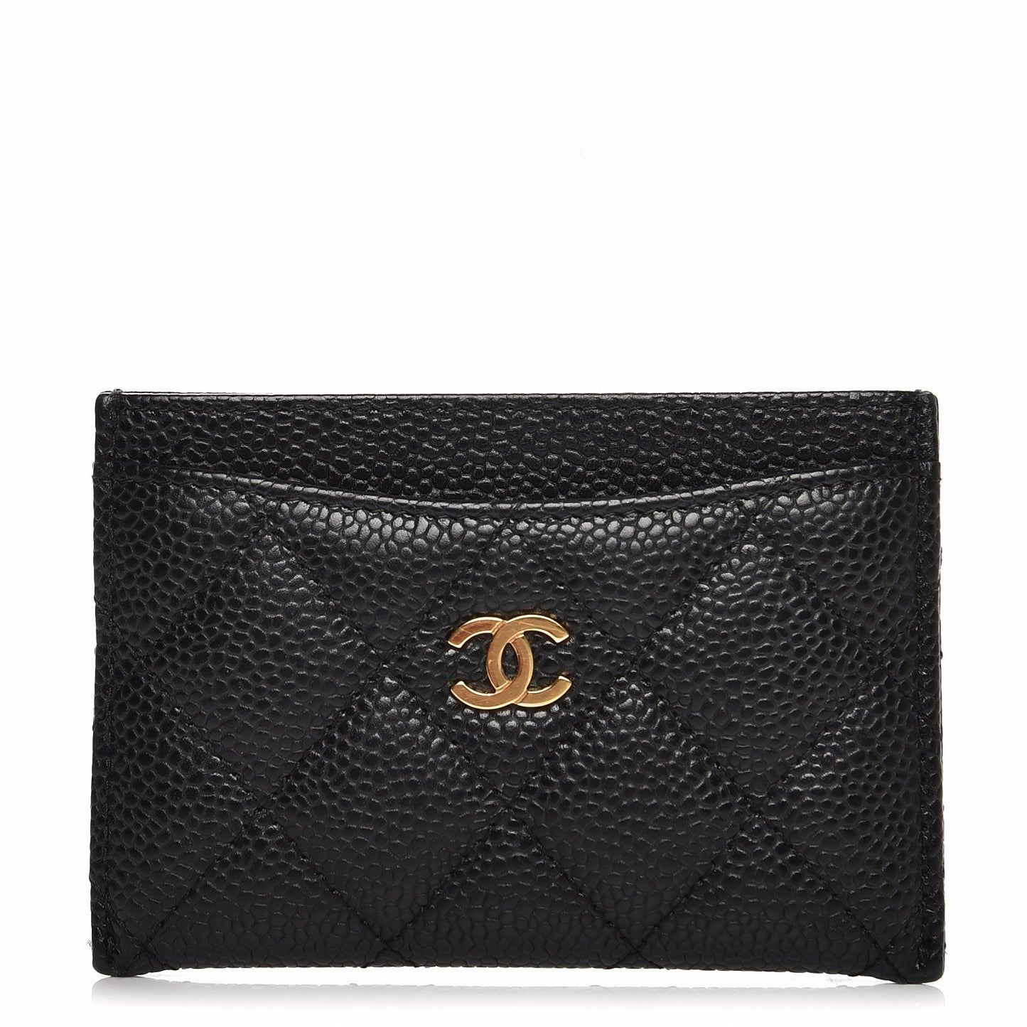 Caviar Quilted Card Holder Black