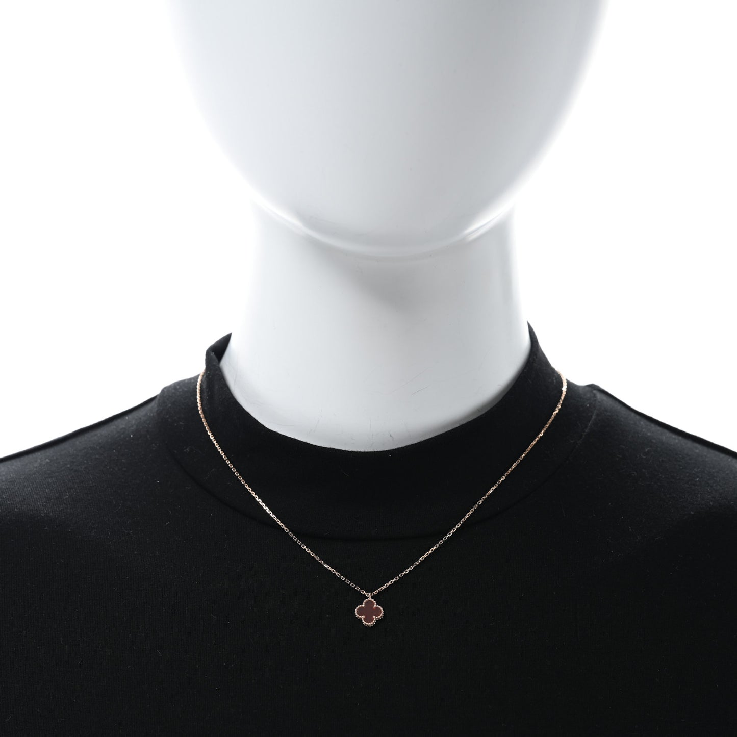 18K Rose Gold Carnelian Sweet Alhambra Pendant Necklace