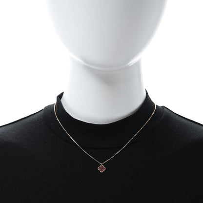 Van Cleef & Arpels 18K Rose Gold Carnelian Sweet Alhambra Pendant Necklace 3 of 5