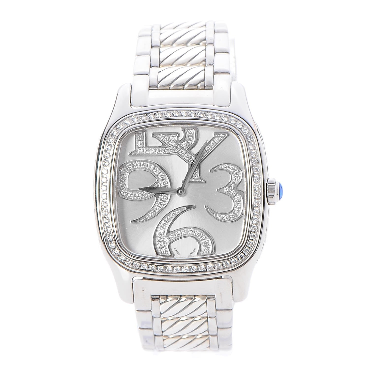 David Yurman Stainless Steel Diamond Bezel Dial 32mm Thoroughbred Quartz Watch 1 of 9