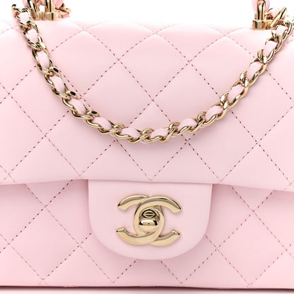 Chanel Lambskin Quilted Mini Top Handle Rectangular Flap Light Pink 8 of 10