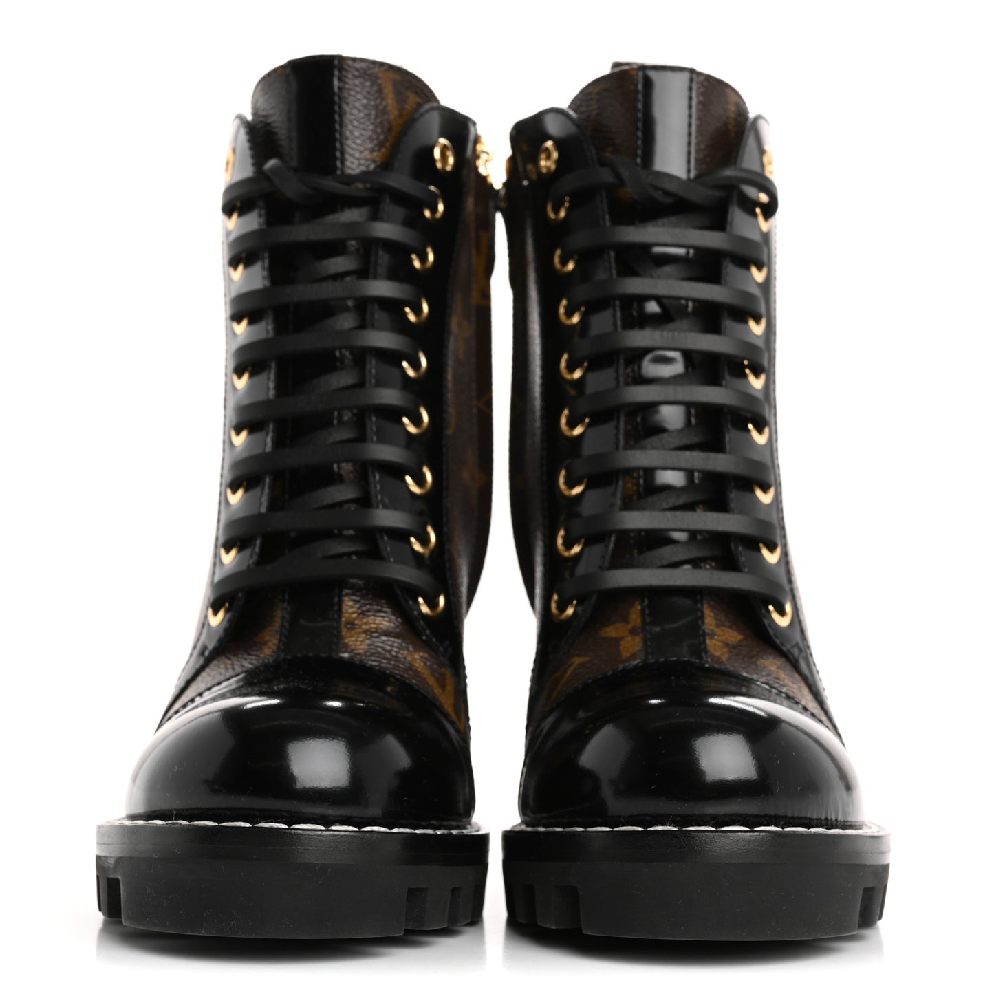 Patent Calfskin Monogram Star Trail Ankle Boots 35 Black