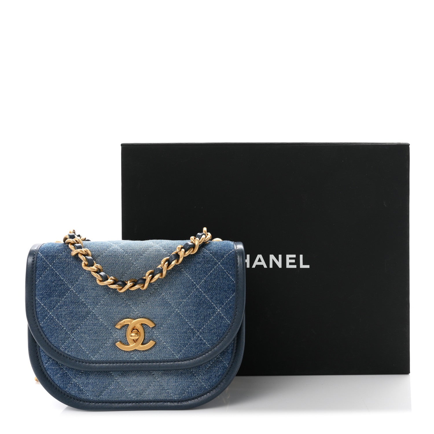 Chanel Washed Denim Quilted Small Messenger Flap Blue 11 of 11