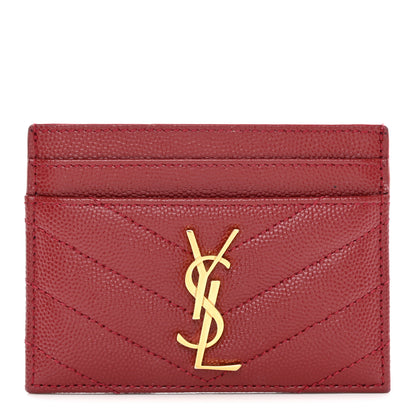 Saint Laurent Grain De Poudre Matelasse Chevron Monogram Credit Card Case Opyum Red 1 of 12