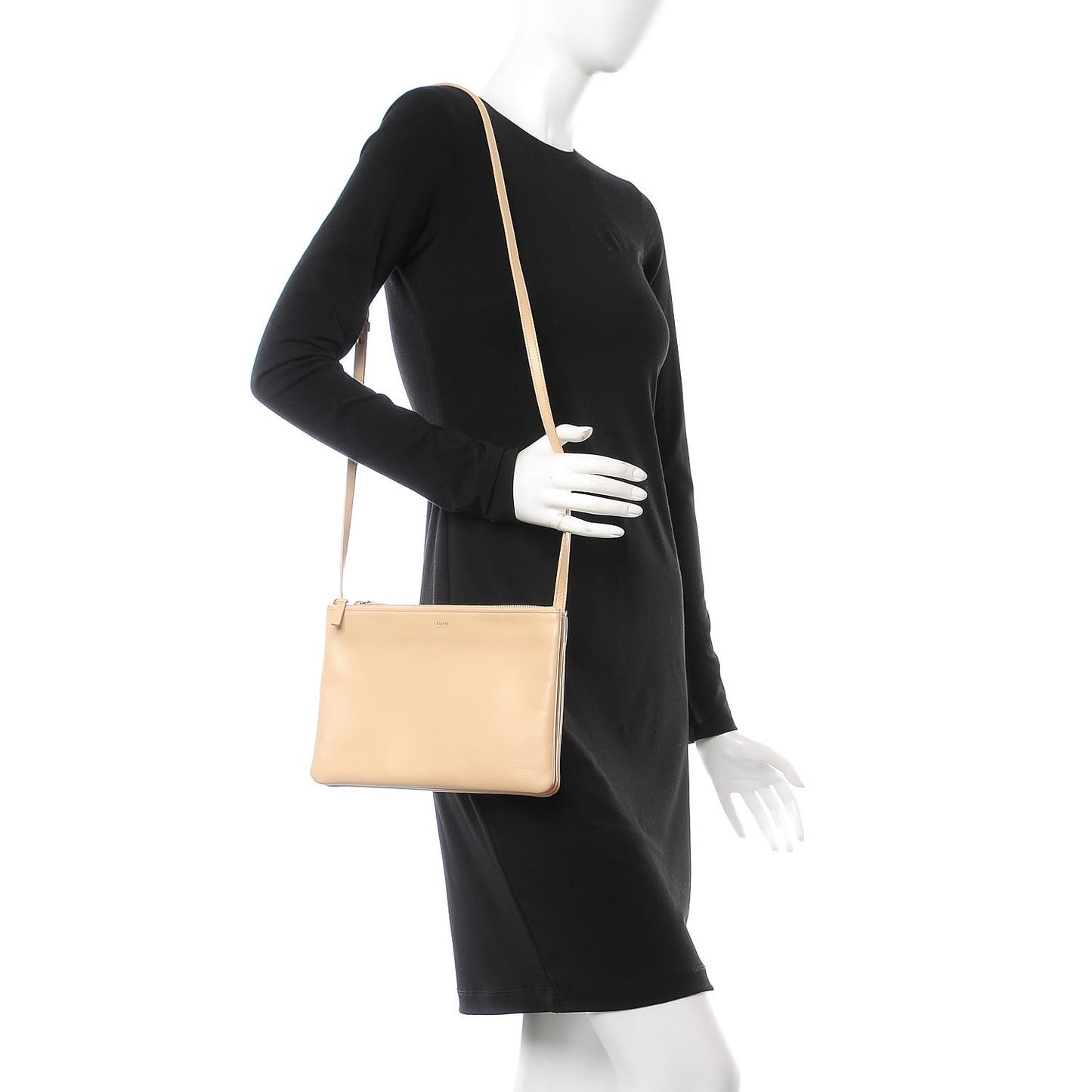 Liege Calfskin Large Trio Crossbody Bag Nude