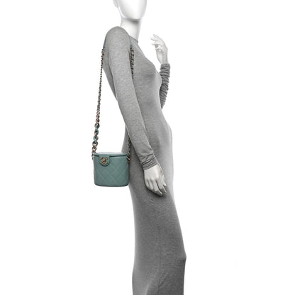 Chanel Lambskin Resin Elegant Chain Vanity Case Light Blue 2 of 10