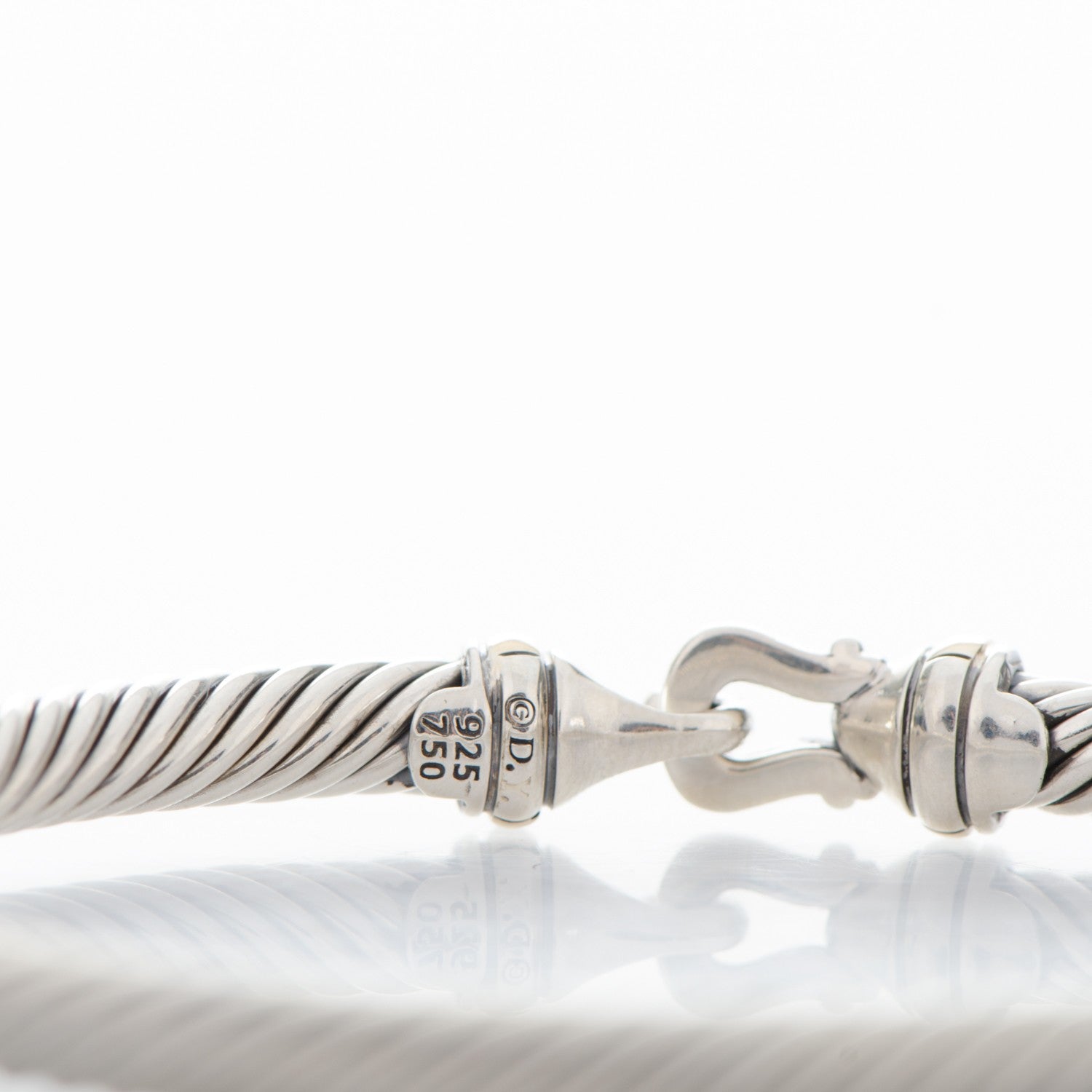 David Yurman Sterling Silver 18K Yellow Gold 5mm Cable Classic Buckle Bracelet 4 of 4