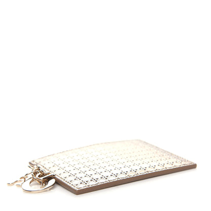Christian Dior Metallic Patent Micro-Cannage Lady Dior Card Holder Gold 4 of 6