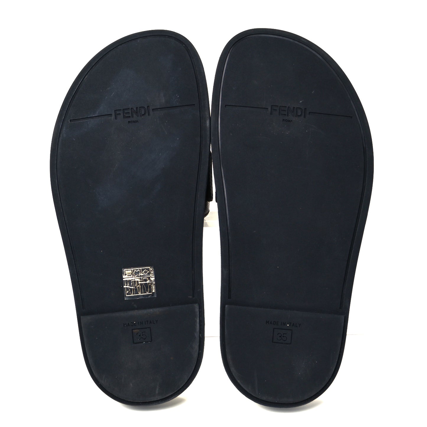 X FILA Glazed Fabric Calfskin FF 1974 Mania Slide Sandals 35 Mogano Panna Blueberry Caipiroska