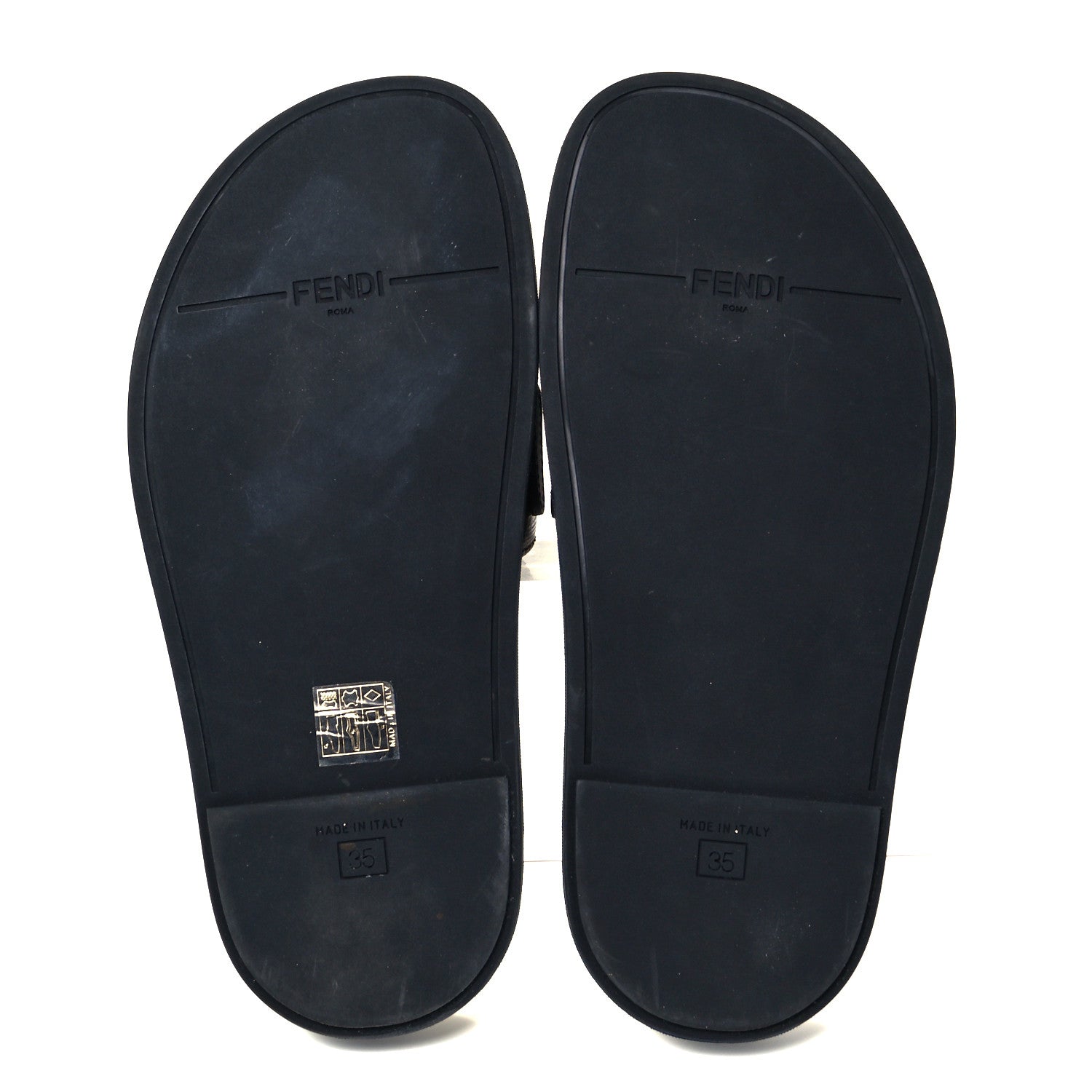 Fendi X FILA Glazed Fabric Calfskin FF 1974 Mania Slide Sandals 35 Mogano Panna Blueberry Caipiroska 5 of 7