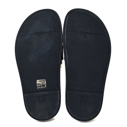 Fendi X FILA Glazed Fabric Calfskin FF 1974 Mania Slide Sandals 35 Mogano Panna Blueberry Caipiroska 5 of 7
