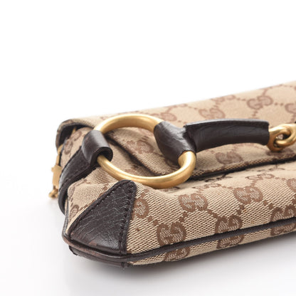 Gucci Monogram Horsebit Clutch Dark Brown 8 of 9