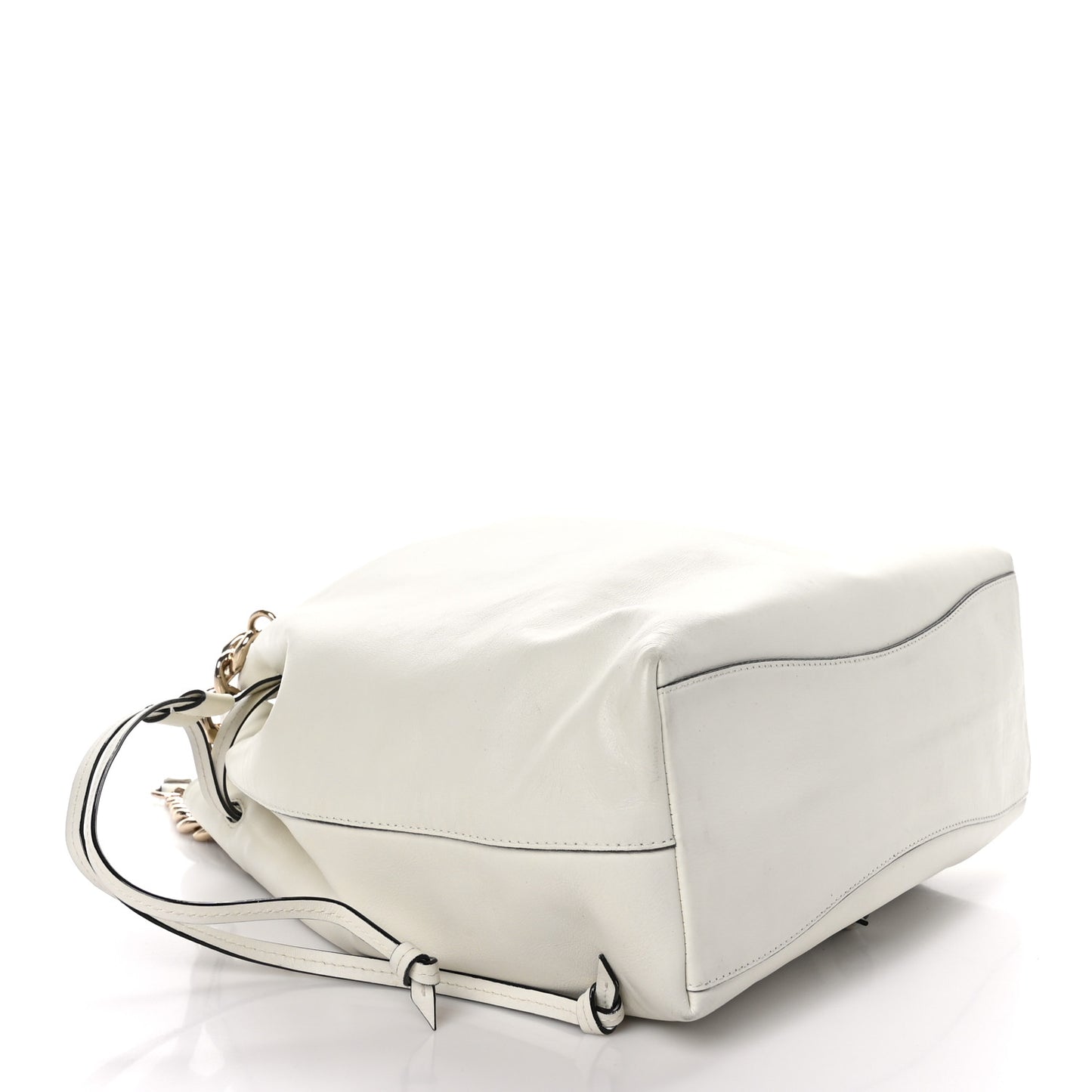 Calfskin Large Callie Bucket Bag White
