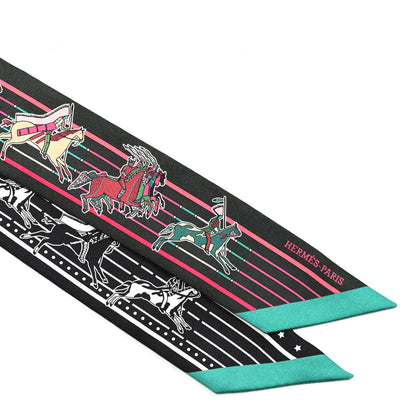 Hermes Silk Pani La Shar Pawnee Twilly Vert Fonce Rose Vif 3 of 8