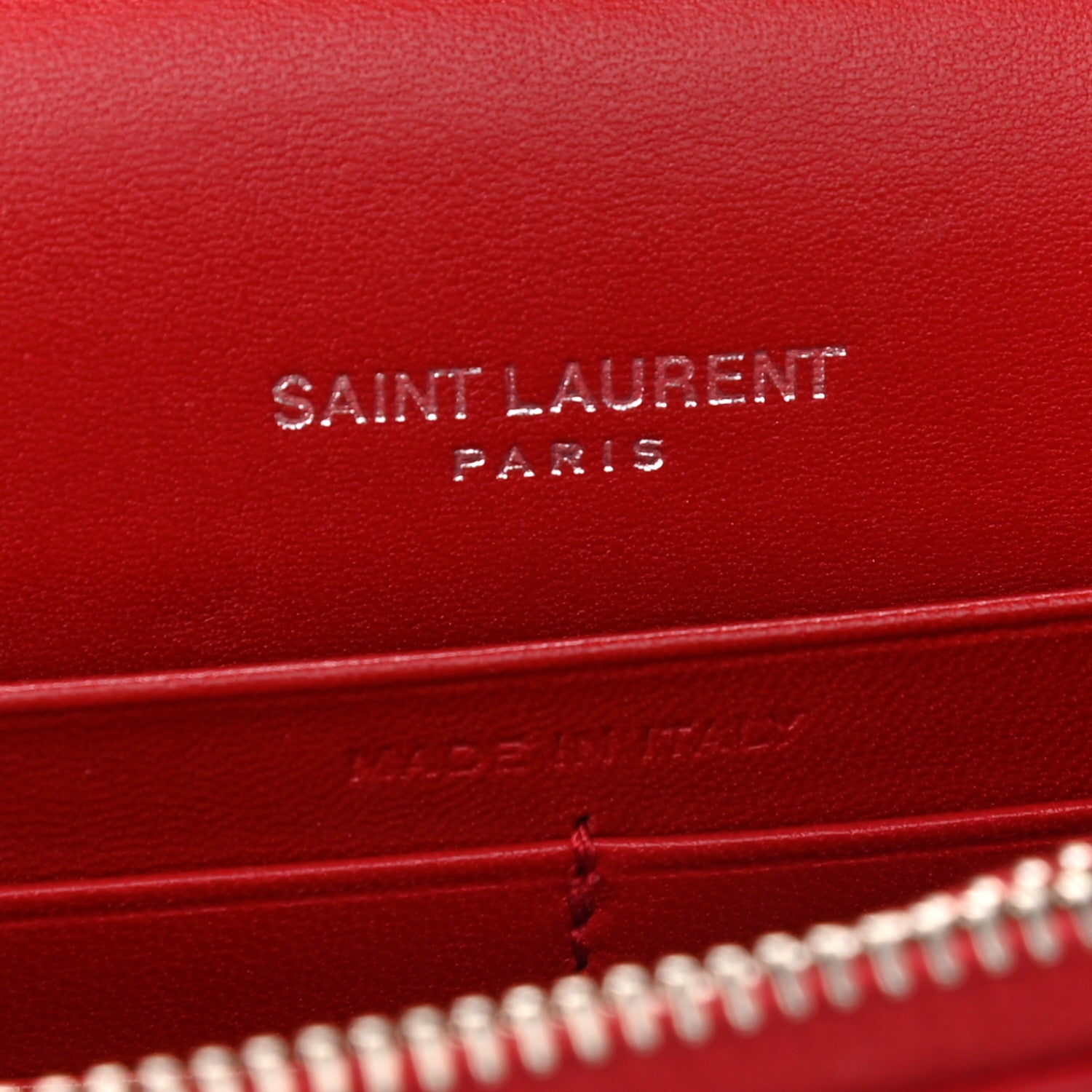 Saint Laurent Calfskin Crocodile Embossed Kate Monogram Tassel Chain Wallet Red 6 of 8