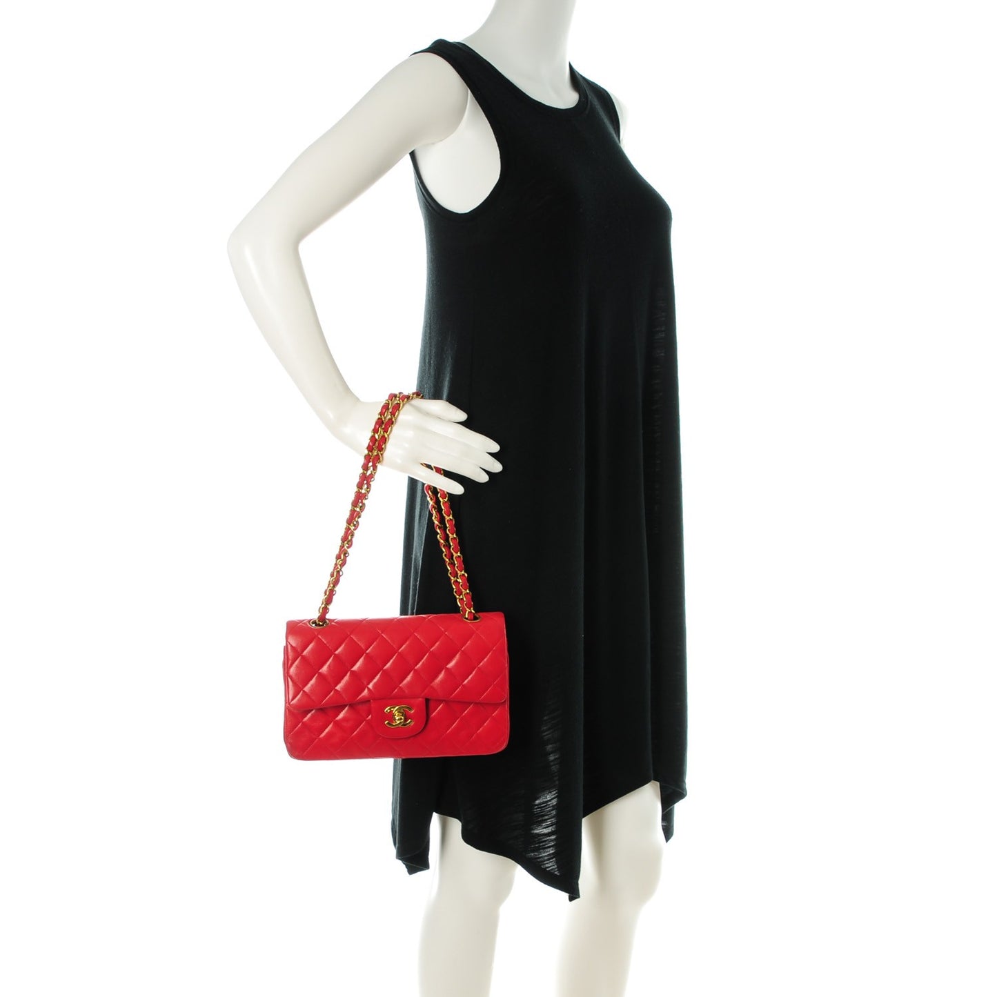 Lambskin Quilted Small Double Flap Red