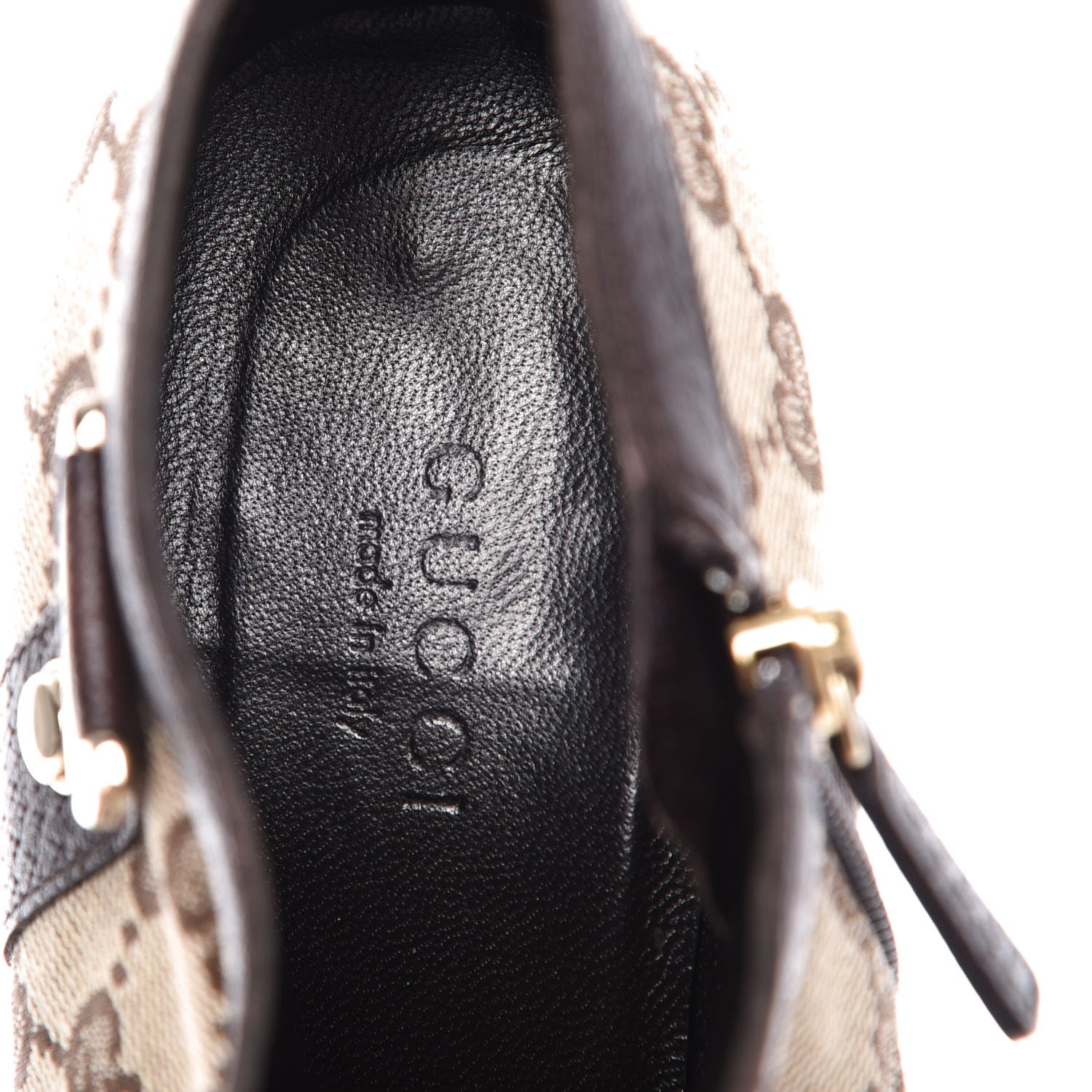 Gucci Monogram Textured Calfskin D Ring Ankle Booties 6.5 Beige Ebony Cocoa 9 of 12