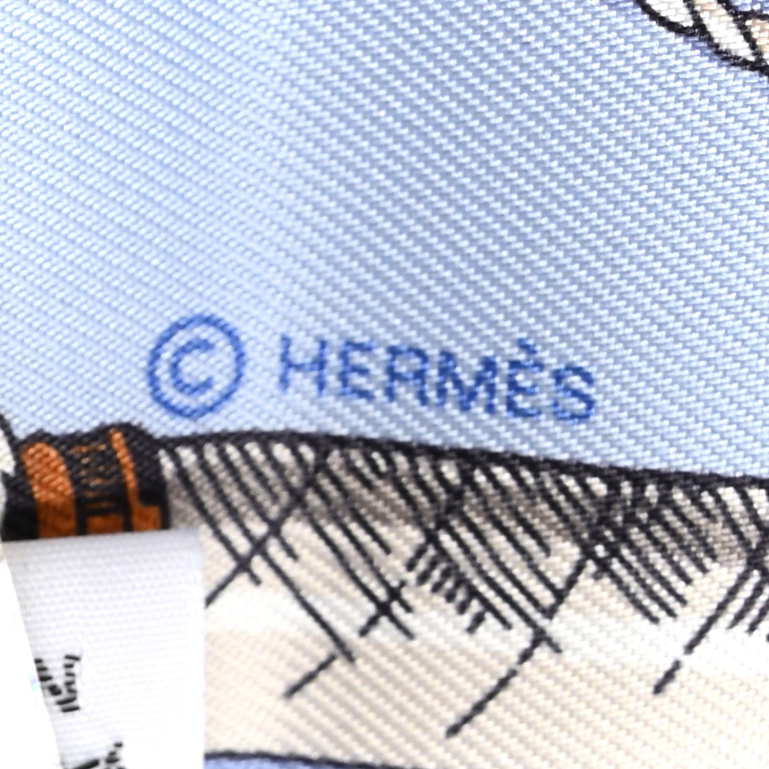 Hermes Silk Cavalcades Twilly Bleu Ciel Creme Vert 3 of 4